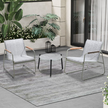 Livsip 3PCS Outdoor Bistro Set Patio Chair 50cm Coffee Table Textilene-Outdoor Patio Set-PEROZ Accessories