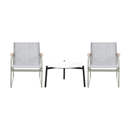 Livsip 3PCS Outdoor Bistro Set Patio Chair 70cm White Table Textilene-Outdoor Patio Set-PEROZ Accessories