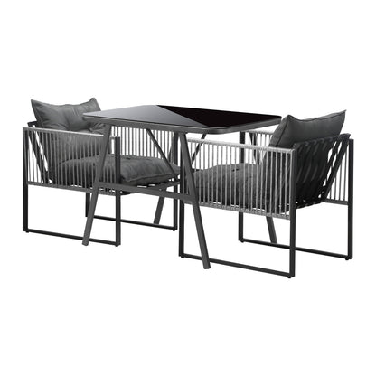 Livsip 3PCS Outdoor Dining Set Coffee Table Armchairs with Cushions-Outdoor Patio Set-PEROZ Accessories