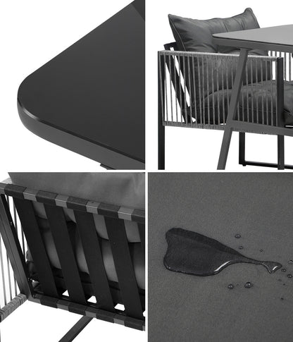 Livsip 3PCS Outdoor Dining Set Coffee Table Armchairs with Cushions-Outdoor Patio Set-PEROZ Accessories