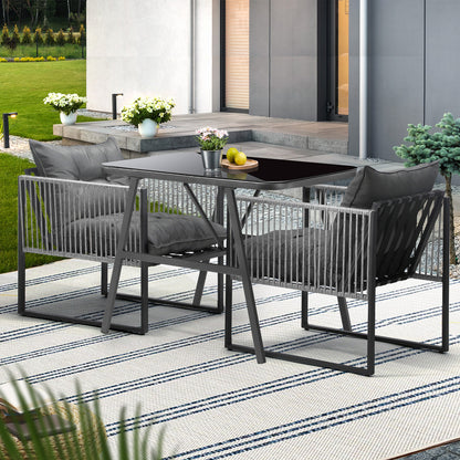 Livsip 3PCS Outdoor Dining Set Coffee Table Armchairs with Cushions-Outdoor Patio Set-PEROZ Accessories