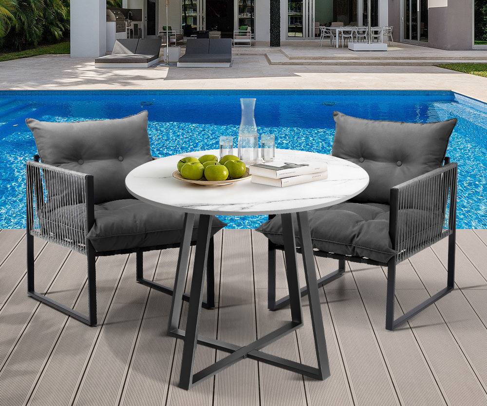 Livsip 3PCS Outdoor Dining Set Round Table and Chairs with Cushions-Outdoor Dining Set-PEROZ Accessories
