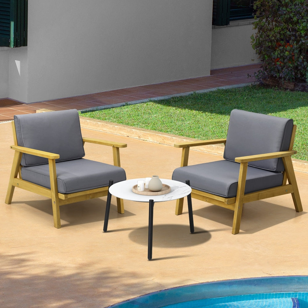 Livsip 3PCS Outdoor Lounge Set 50cm White Coffee Side Table-Outdoor Patio Set-PEROZ Accessories