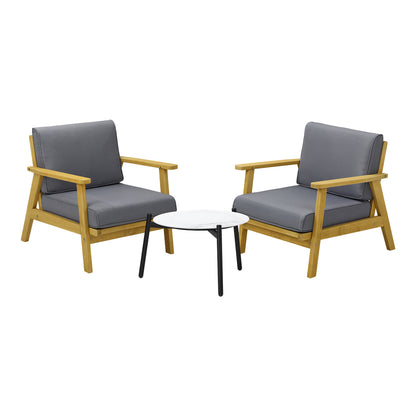 Livsip 3PCS Outdoor Lounge Set 50cm White Coffee Side Table-Outdoor Patio Set-PEROZ Accessories