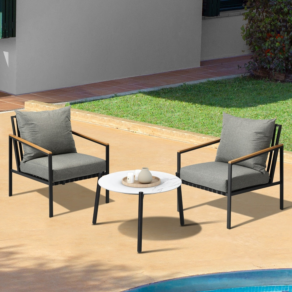 Livsip 3PCS Outdoor Lounge Set Coffee Side Table with Chairs-Outdoor Patio Set-PEROZ Accessories