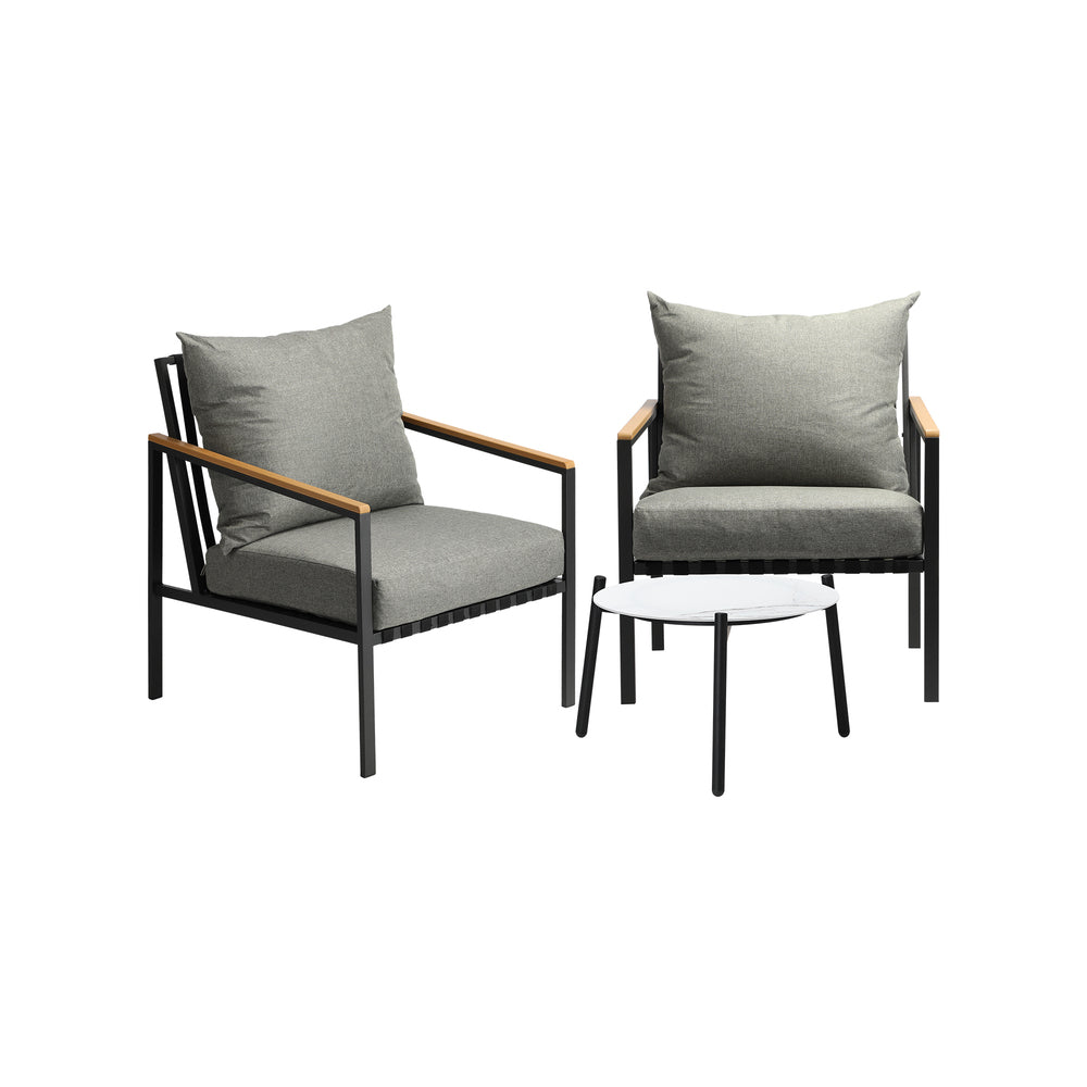 Livsip 3PCS Outdoor Lounge Set Coffee Side Table with Chairs-Outdoor Patio Set-PEROZ Accessories