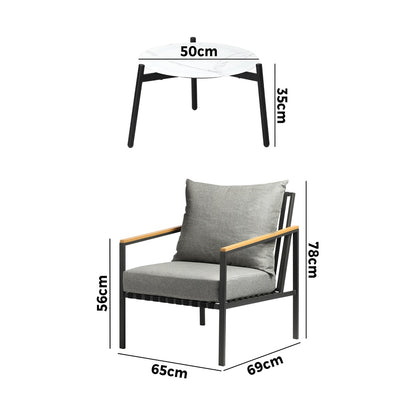 Livsip 3PCS Outdoor Lounge Set Coffee Side Table with Chairs-Outdoor Patio Set-PEROZ Accessories