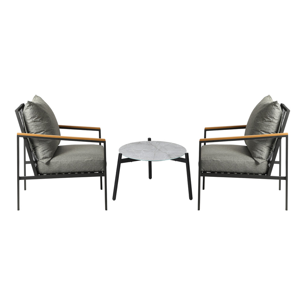 Livsip 3PCS Outdoor Lounge Set Grey 50cm Coffee Table Chairs-Outdoor Patio Set-PEROZ Accessories