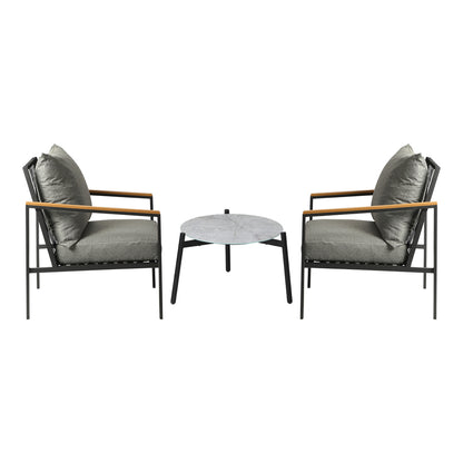Livsip 3PCS Outdoor Lounge Set Grey 50cm Coffee Table Chairs-Outdoor Patio Set-PEROZ Accessories