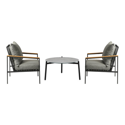 Livsip 3PCS Outdoor Lounge Set Grey 70cm Coffee Table Chairs-Outdoor Patio Set-PEROZ Accessories