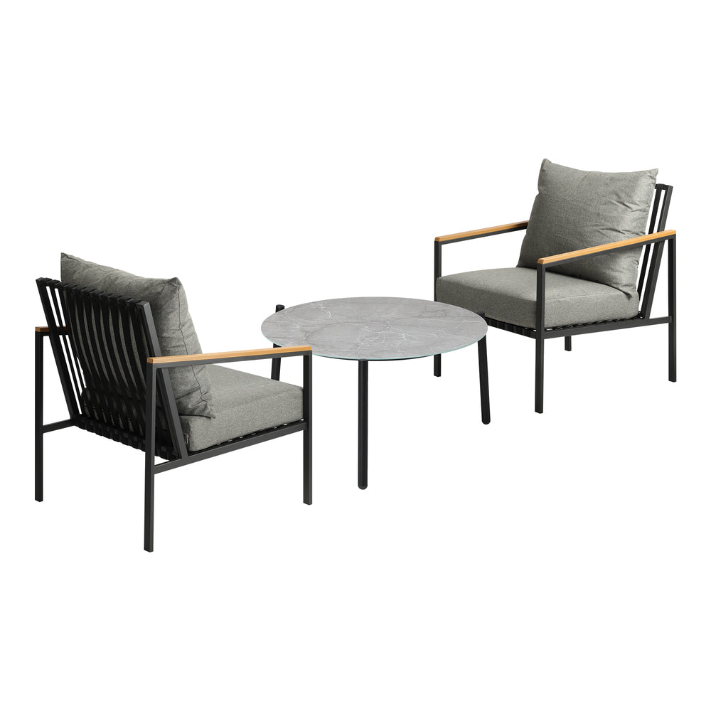Livsip 3PCS Outdoor Lounge Set Grey 70cm Coffee Table Chairs-Outdoor Patio Set-PEROZ Accessories