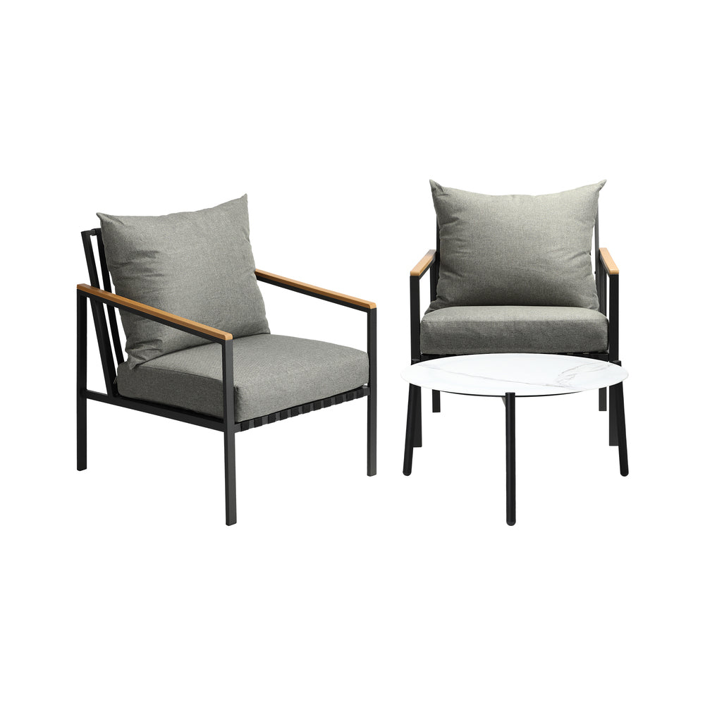 Livsip 3PCS Outdoor Lounge Set White 70cm Coffee Table Chairs-Outdoor Patio Set-PEROZ Accessories