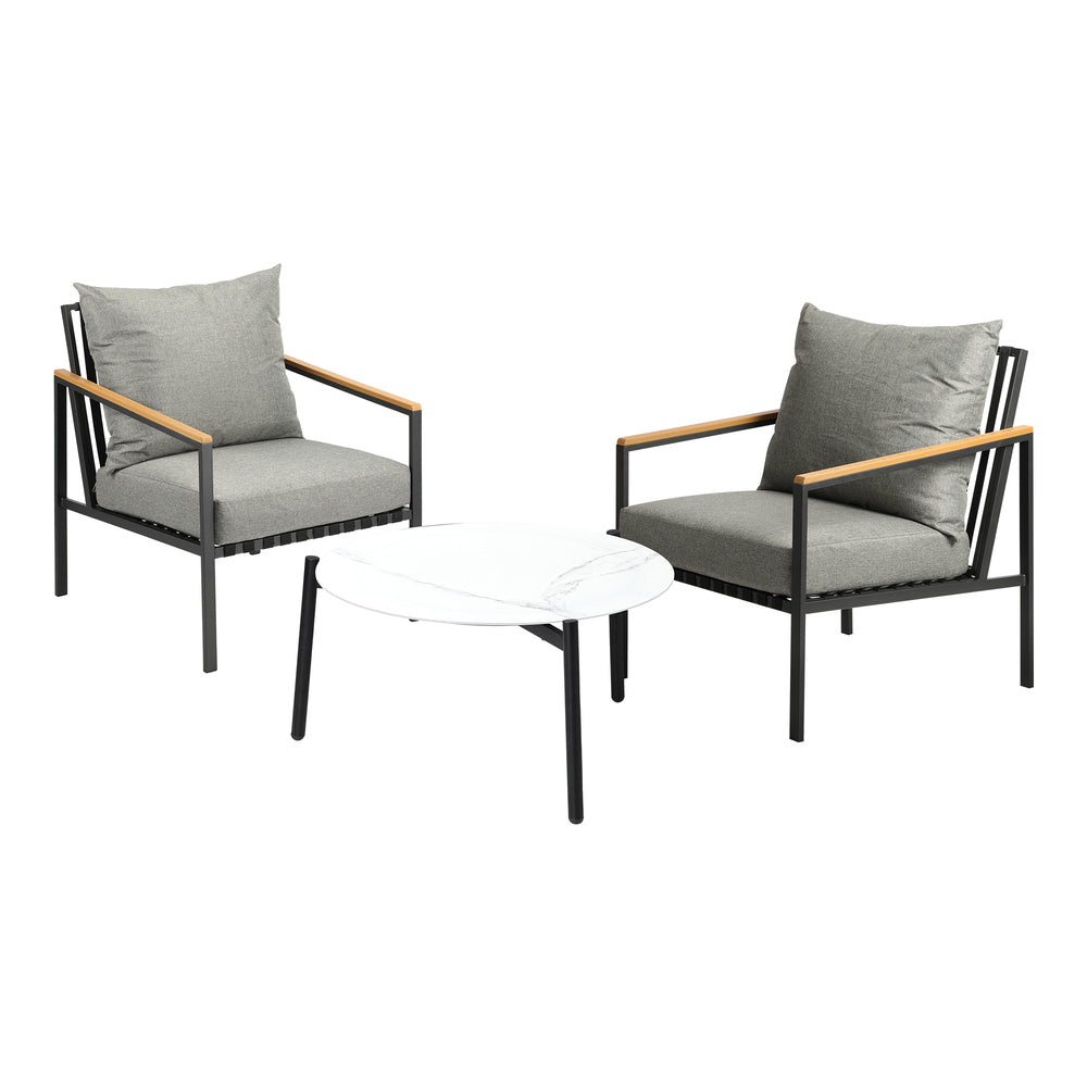 Livsip 3PCS Outdoor Lounge Set White 70cm Coffee Table Chairs-Outdoor Patio Set-PEROZ Accessories