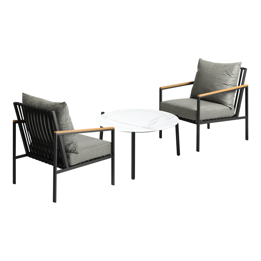 Livsip 3PCS Outdoor Lounge Set White 70cm Coffee Table Chairs-Outdoor Patio Set-PEROZ Accessories