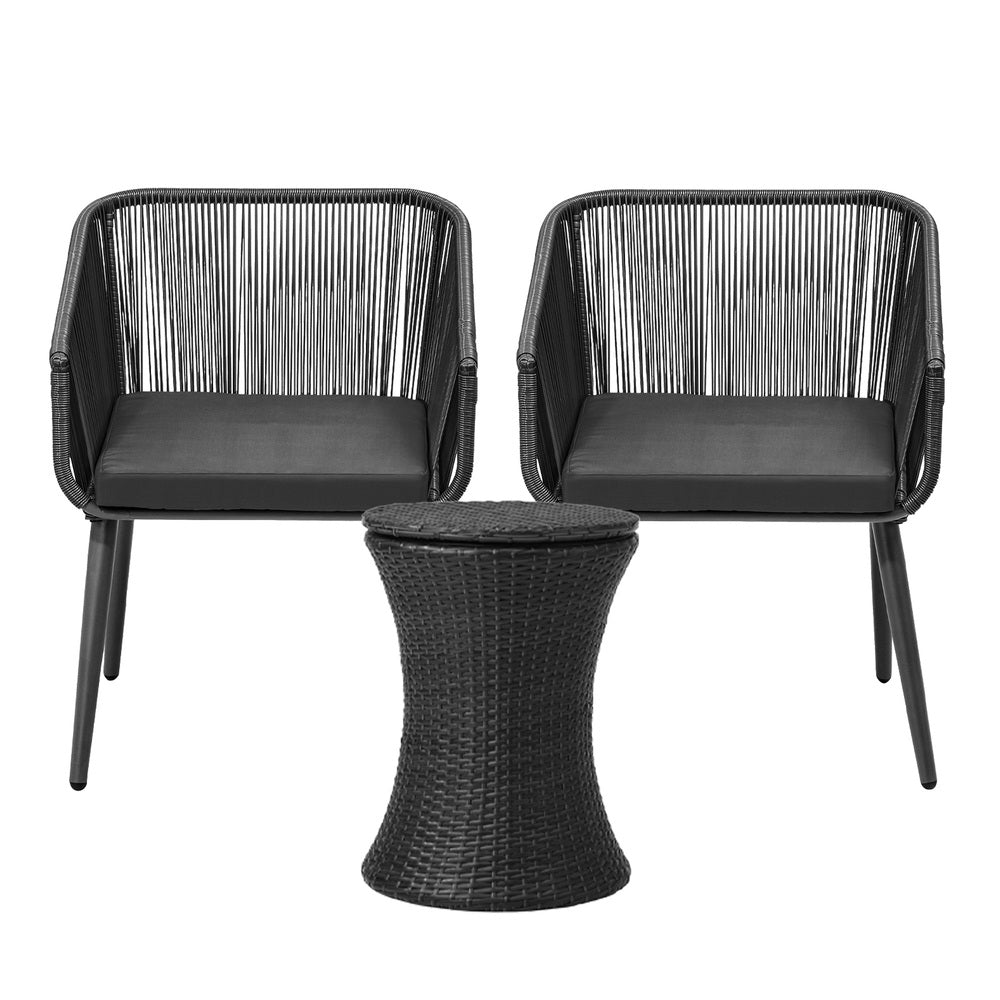 Livsip 3PCS Outdoor Lounge Setting Ice Bucket Black Adjustable Table-Outdoor Patio Set-PEROZ Accessories