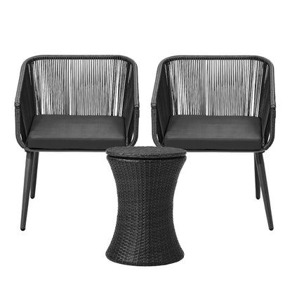 Livsip 3PCS Outdoor Lounge Setting Ice Bucket Black Adjustable Table-Outdoor Patio Set-PEROZ Accessories