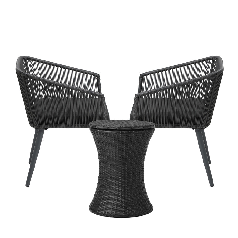 Livsip 3PCS Outdoor Lounge Setting Ice Bucket Black Adjustable Table-Outdoor Patio Set-PEROZ Accessories