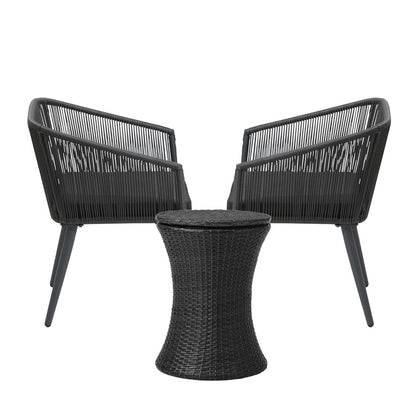 Livsip 3PCS Outdoor Lounge Setting Ice Bucket Black Adjustable Table-Outdoor Patio Set-PEROZ Accessories