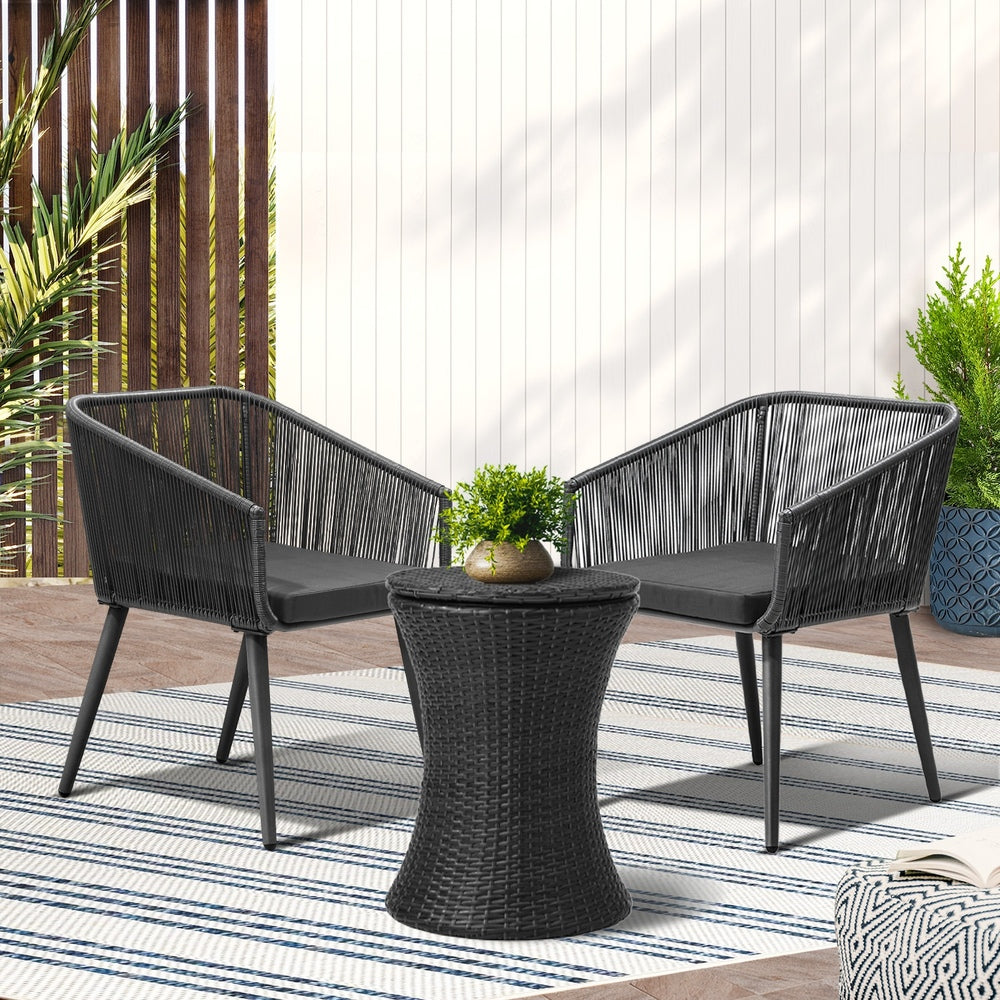 Livsip 3PCS Outdoor Lounge Setting Ice Bucket Black Adjustable Table-Outdoor Patio Set-PEROZ Accessories
