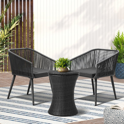 Livsip 3PCS Outdoor Lounge Setting Ice Bucket Black Adjustable Table-Outdoor Patio Set-PEROZ Accessories