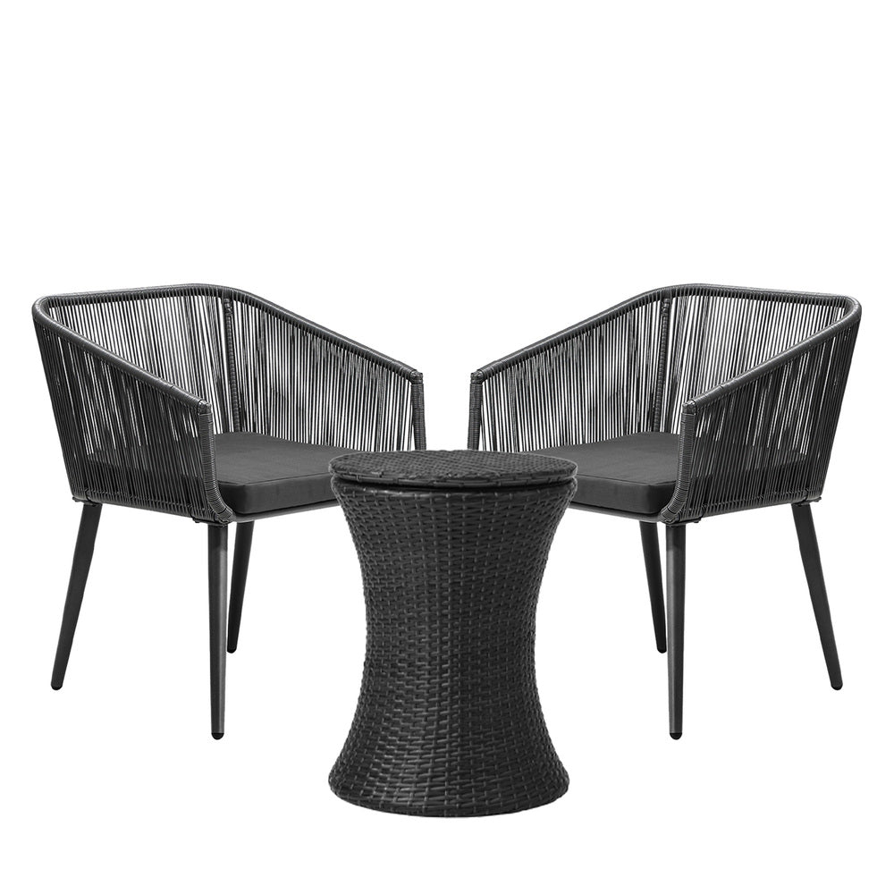 Livsip 3PCS Outdoor Lounge Setting Ice Bucket Black Adjustable Table-Outdoor Patio Set-PEROZ Accessories