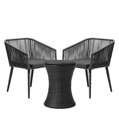 Livsip 3PCS Outdoor Lounge Setting Ice Bucket Black Adjustable Table-Outdoor Patio Set-PEROZ Accessories