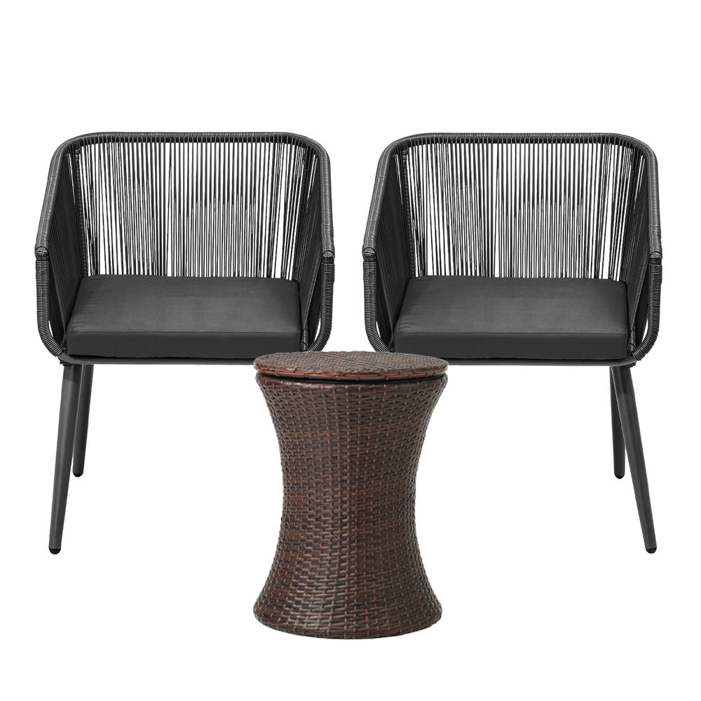 Livsip 3PCS Outdoor Lounge Setting Ice Bucket Brown Adjustable Table-Outdoor Patio Set-PEROZ Accessories