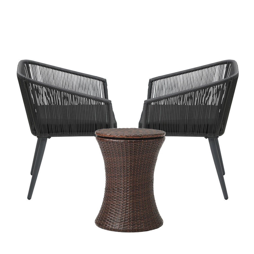 Livsip 3PCS Outdoor Lounge Setting Ice Bucket Brown Adjustable Table-Outdoor Patio Set-PEROZ Accessories