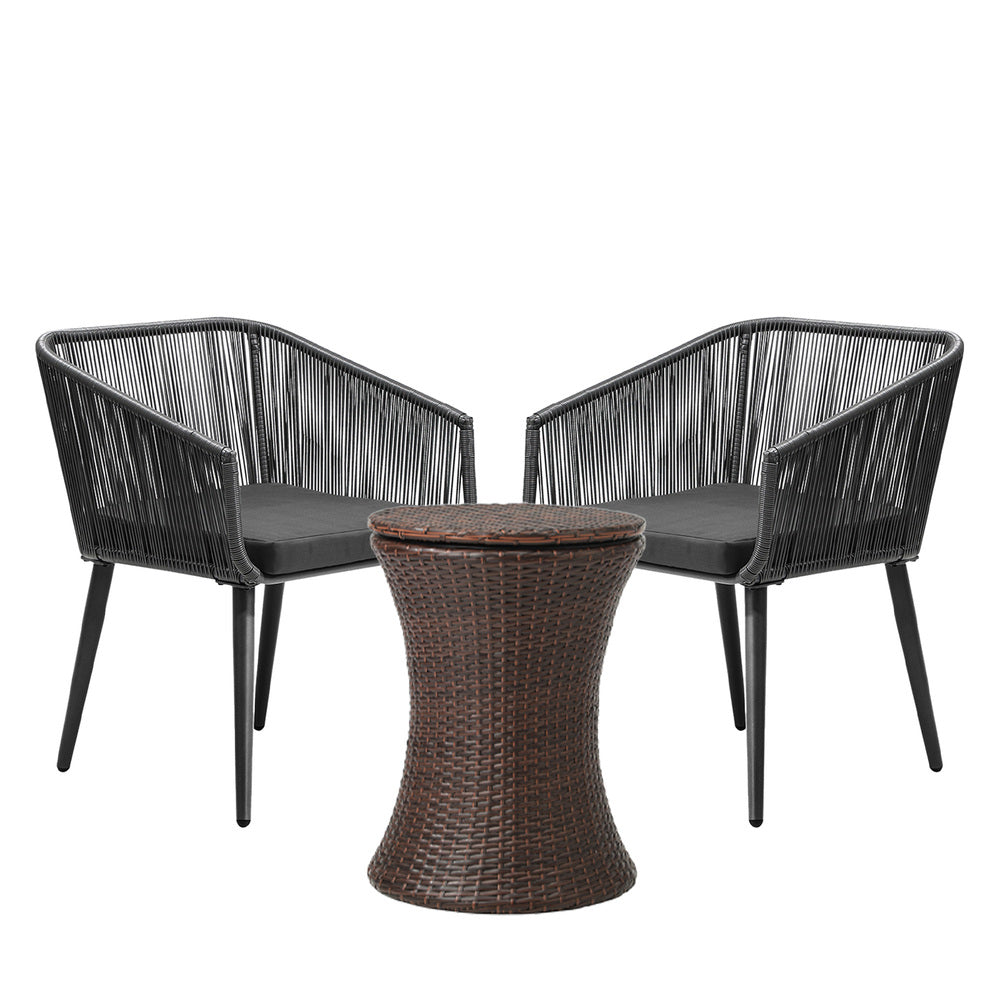 Livsip 3PCS Outdoor Lounge Setting Ice Bucket Brown Adjustable Table-Outdoor Patio Set-PEROZ Accessories