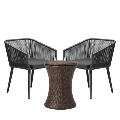 Livsip 3PCS Outdoor Lounge Setting Ice Bucket Brown Adjustable Table-Outdoor Patio Set-PEROZ Accessories