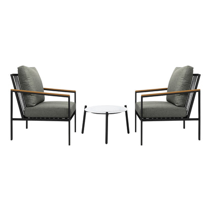 Livsip 3PCS Outdoor Patio Lounge Set 50cm Coffee Table Sofa Chairs-Outdoor Patio Set-PEROZ Accessories