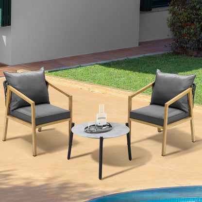 Livsip 3PCS Outdoor Patio Lounge Set Grey 50cm Coffee Table-Outdoor Patio Set-PEROZ Accessories