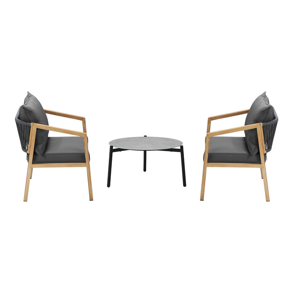 Livsip 3PCS Outdoor Patio Lounge Set Grey 50cm Coffee Table-Outdoor Patio Set-PEROZ Accessories