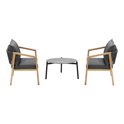 Livsip 3PCS Outdoor Patio Lounge Set Grey 50cm Coffee Table-Outdoor Patio Set-PEROZ Accessories