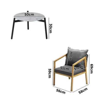 Livsip 3PCS Outdoor Patio Lounge Set Grey 50cm Coffee Table-Outdoor Patio Set-PEROZ Accessories