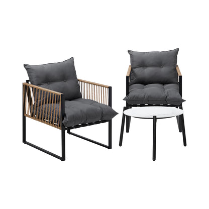 Livsip 3PCS Outdoor Patio Set 50cm Coffee Table Rattan Chairs-Outdoor Patio Set-PEROZ Accessories