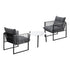 Livsip 3PCS Outdoor Patio Set 50cm White Table Cushioned Armchairs-Outdoor Patio Set-PEROZ Accessories