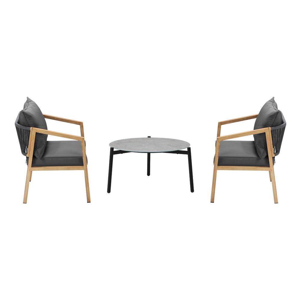 Livsip 3PCS Outdoor Patio Set 70cm Coffee Table Natural Chairs-Outdoor Patio Set-PEROZ Accessories