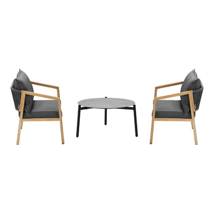 Livsip 3PCS Outdoor Patio Set 70cm Coffee Table Natural Chairs-Outdoor Patio Set-PEROZ Accessories