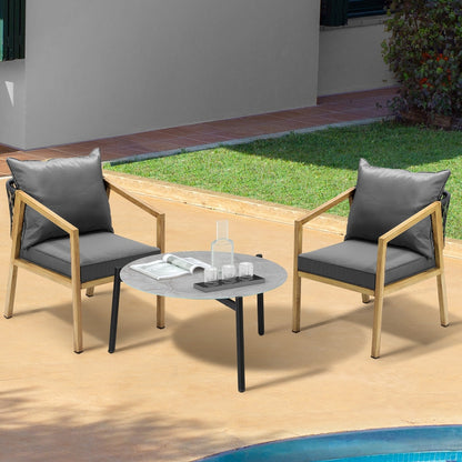 Livsip 3PCS Outdoor Patio Set 70cm Coffee Table Natural Chairs-Outdoor Patio Set-PEROZ Accessories
