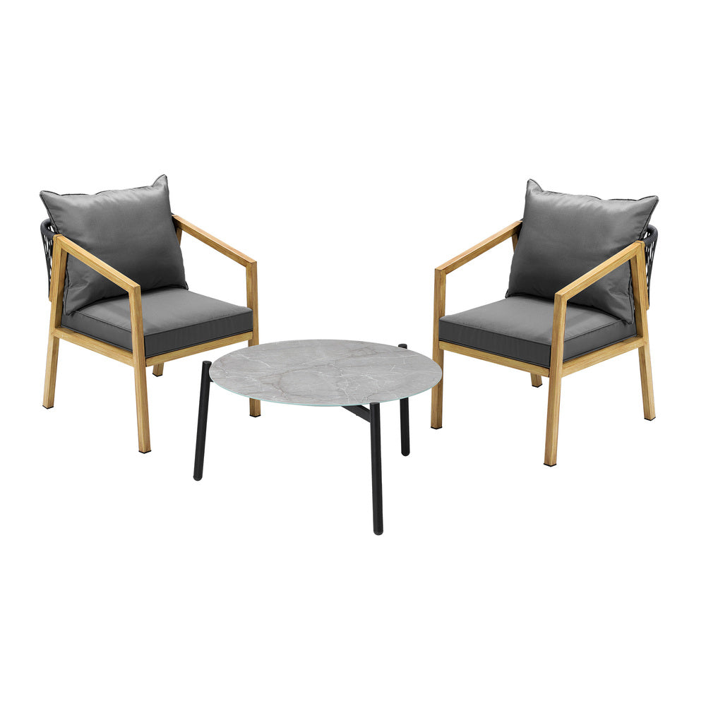 Livsip 3PCS Outdoor Patio Set 70cm Coffee Table Natural Chairs-Outdoor Patio Set-PEROZ Accessories