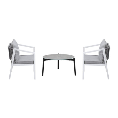 Livsip 3PCS Outdoor Patio Set 70cm Coffee Table White Chairs-Outdoor Patio Set-PEROZ Accessories