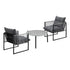 Livsip 3PCS Outdoor Patio Set Grey 70cm Table Cushioned Armchairs-Outdoor Patio Set-PEROZ Accessories