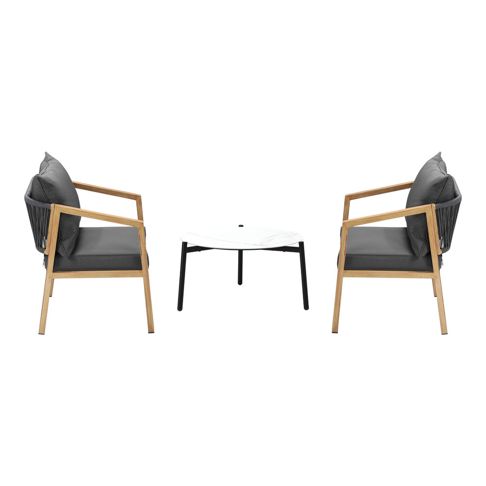 Livsip 3PCS Outdoor Patio Set White 50cm Coffee Table Natural Chairs-Outdoor Patio Set-PEROZ Accessories