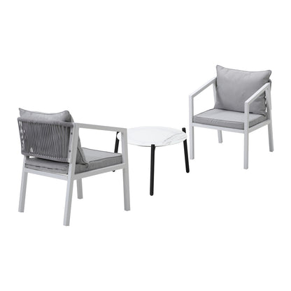 Livsip 3PCS Outdoor Patio Set White 50cm Coffee Table White Chairs-Outdoor Patio Set-PEROZ Accessories