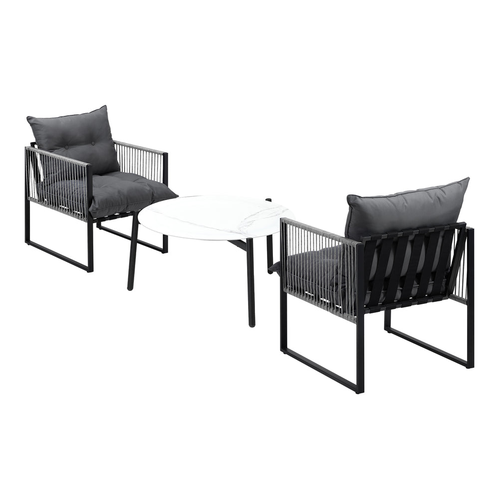 Livsip 3PCS Outdoor Patio Set White 70cm Table Cushioned Armchairs-Outdoor Patio Set-PEROZ Accessories