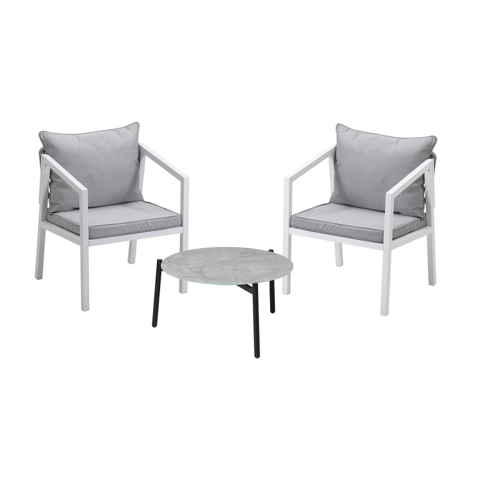 Livsip 3PCS Outdoor Patio Setting Grey 50cm Coffee Table-Outdoor Patio Set-PEROZ Accessories