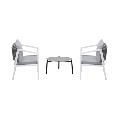 Livsip 3PCS Outdoor Patio Setting Grey 50cm Coffee Table-Outdoor Patio Set-PEROZ Accessories