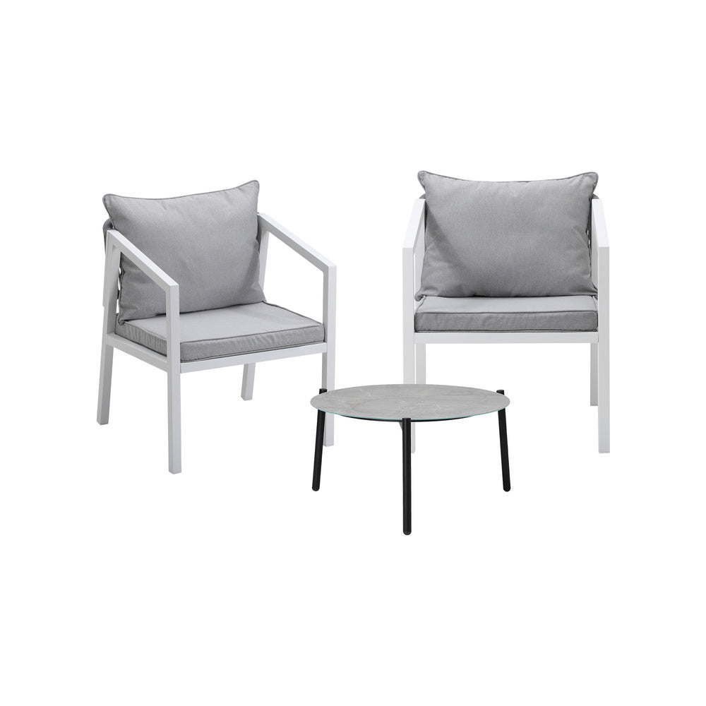 Livsip 3PCS Outdoor Patio Setting Grey 50cm Coffee Table-Outdoor Patio Set-PEROZ Accessories