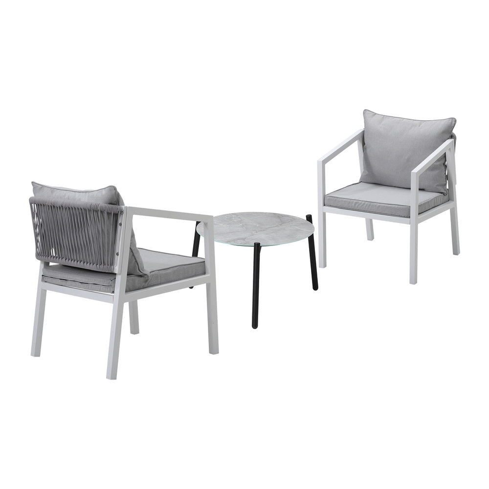 Livsip 3PCS Outdoor Patio Setting Grey 50cm Coffee Table-Outdoor Patio Set-PEROZ Accessories
